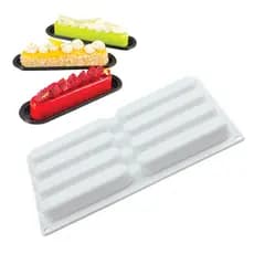 8-Cavidades Molde De Silicone De Tiras Longas Alongado Em Forma De Salsicha De Dedo Mousse Francesa Para Bolos De Pudim De Chocolate