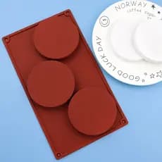 Molde De Silicone Redondo De 3 Cavidades De 4 Polegadas Disco De Chocolate Biscoito Feito À Mão