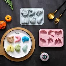 Órgãos Internos De 6 Cavidades De Desenhos Animados Modelagem De Molde De Silicone Chocolate Decoração De Bolo Halloween Sabão Feito À Mão Epóxi