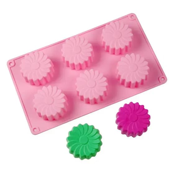 Molde De Silicone De Girassol Com 6 Cavidades , Mousse , Bolo , Cortador De Biscoitos De Chocolate , Aromaterapia , Gess
