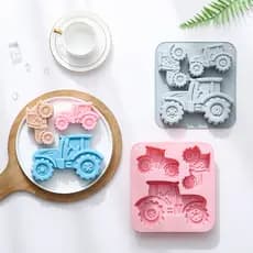 Molde De Silicone Em Forma De Trator Com 3 Cavidades , Cubo De Gelo , Chocolate , Sabonete Artesanal , Decorações De Bol