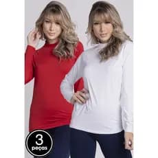 Promoção Kit 3  Blusas WLS Modas Feminina Térmica Segunda Pele Compressão Proteção Uv