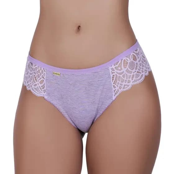 Kit 5 Calcinha de Algodão Feminino Tanga Conforto Renda Listrada Lívia