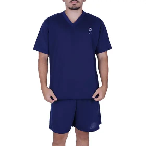 Pijama Masculino Verão Gola V Camisa Manga Curta Short Adulto Davi