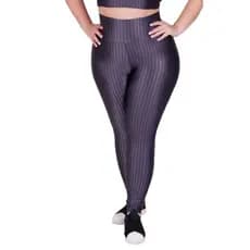 Calça Legging Fitness Plus Size Cirrê 3D Feminina Leg Grande para Academia Cintura Alta Laura 46 48 e 50