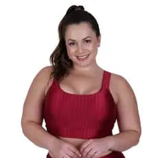 Top Fitness Plus Size 3D Cropped de Academia Alça Larga Sustentação Nicole