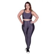 Conjunto Fitness Plus Size Cós Alto By Tina Top de Academia e  Calça Cintura Alta Laura e Nicole