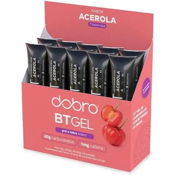 BT Gel, Dobro, Gel de Carboidrato Beterraba, Vários Sabores , 10 sachês de 30g