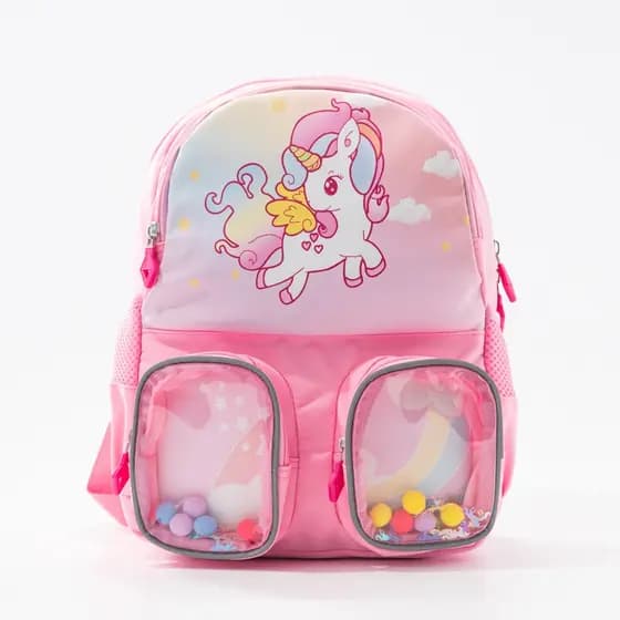 【💖OFERTA ESPECIAL】Mochila Escolar Unicórnio Infantil Menina Com Fecho de Peito Bolsa Resistente MA5812-PONEI