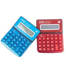 Calculadora de Mesa 8 Dígitos Grande com Painel de Metal, para Estudante e Escritório Azul Vermelho