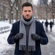 Lenço Cachecol Longo Masculino Quente Fashion Inverno Cachecol Comprido Xadrez FXL8135-A