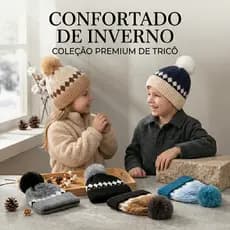 Gorro Touca Longo Infantil Menino Menina Tricotado Inverno Quente Fashion Para 2 a 6 anos FMZ0123