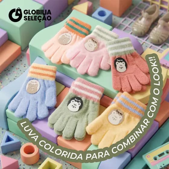 Luvas Infantil Inverno de Lã Térmica Infantil Tricô Menino Menina FYX0021CE