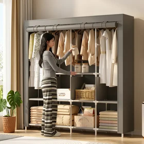 🔥【Novidades】Guarda Roupa Portátil Armário Desmontável Organizador Prático Solteiro e Casal e King