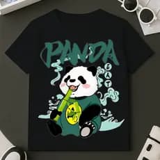 Camisa Masculina Básica Camiseta Alta Qualidade Algodão Estampa Panda Verde Do Tamanho 2 ao GG