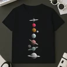 Camisa Masculina Básica Camiseta Alta Qualidade Algodão Estampa Planeta Do Tamanho 2 ao GG