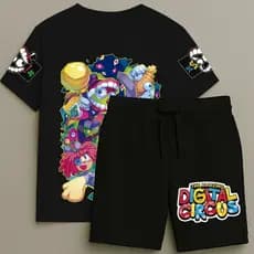 Camiseta e Bermuda Conjunto Masculino T-shirt Estampa Digital Circus Shorts Blusa Tamanho 2 ao 16