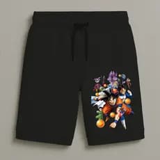 Bermuda Moletom Masculina Infantil Estampada DBZ Conforto Streetwear Do Tamanho 8 16