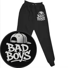 Calças de Moletom Infantil Estampada BadBoys Chapéu Punho Cintura Regulável Do Tamanho 2 ao 16