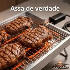 Churrasqueira Elétrica Rizzogrill Portátil Dobrável Alumínio 127/220V Prática e Leve