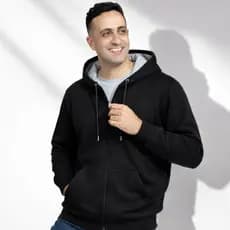 Moletom Masculino Com Ziper  Capuz Forrado e Bolsos Inverno Blusa De Frio