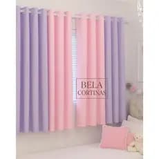 Cortina Colorida Infantil  6.00 x 1.80 Quarto e Sala | Cor Rosa com Lilás Para Varão