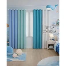Cortina Colorida Infantil Oceano | Oxford 600x250 | Quarto Infantil Criança Bebê | Cortina Infantil