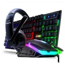 Kit Gamer Teclado Semi Mecânico Tecla Ç Led RGB + Mouse Usb Iluminado + Fone Headphone