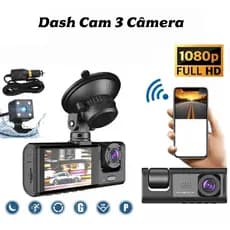 Câmera Traço Para Carro 1080P HD Dash Cam 3 Câmera 24H Monitor de Estacionamento dvr 360° VIVA
