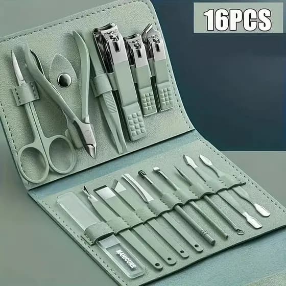 Kit 16 Pçs Cortador De Unhas Pedicure Tesoura Prego Conjunto De Ferramentas Em Aço Inoxidável Com Bolsa Dobrável Cheasy