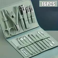 Kit 16 Pçs Cortador De Unhas Pedicure Tesoura Prego Conjunto De Ferramentas Em Aço Inoxidável Com Bolsa Dobrável Cheasy