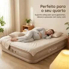 Colchão Inflável Casal Cama De Campanha Bomba Inflável Automática 2 travesseiros Praia Camping