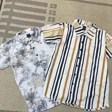 Camisa Florida Listrada Masculina Manga Curta
