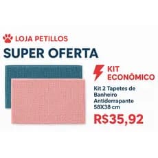 Kit 2 Tapetes de Banheiro Antiderrapante Popcorn 58x38 cm - Camesa | Macio e Absorvente