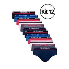 Kit 12 Cuecas Slip Masculina Algodão Power Up Conforto