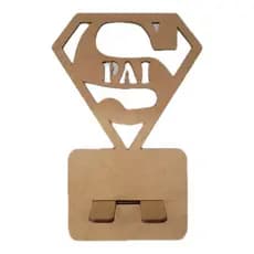 Kit 10 Peças Porta Celular Super Pai Em Madeira Mdf Lembrancinha Dia Dos Pais
