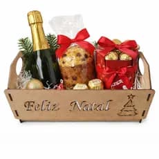 Kit 2 Caixotes Feliz Natal Pinheiro MDF Lembrancas Cestas Presentes Cru Decorativo