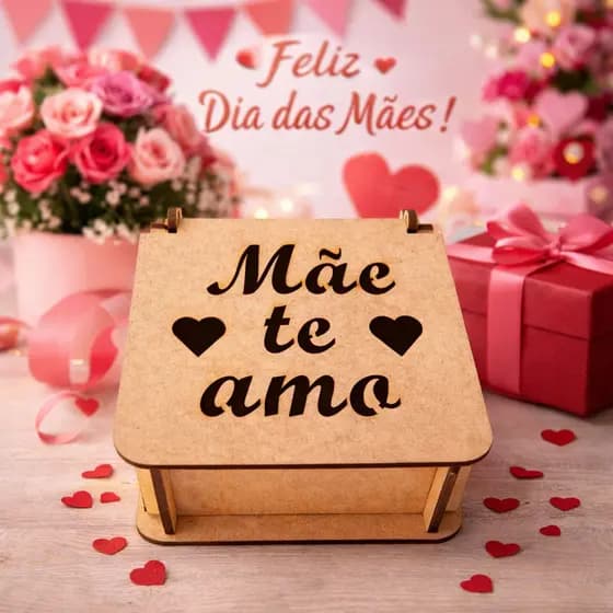Kit 30 Caixinhas Mãe Te Amo Presente Lembrancinha Dias Das Mães Em Madeira Mdf