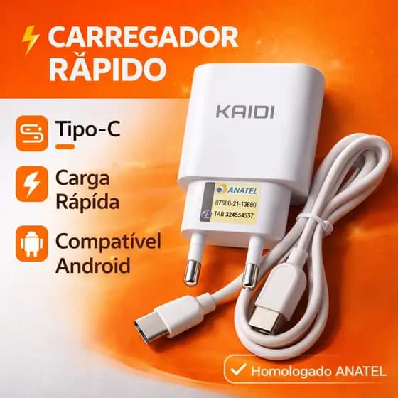 Carregador rápido KAIDI Tipo-C