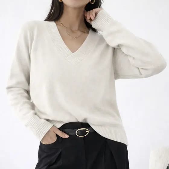 Suéter Gola V Liso Básico Trico Feminino de Frio Blusa manga longa tricot 2025