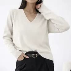 Suéter Gola V Liso Básico Trico Feminino de Frio Blusa manga longa tricot 2025
