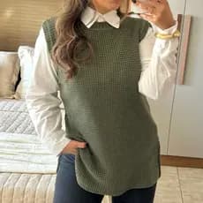 Colete Feminino Tricot Fang Tricô Luxo Blusinha Tricô Moda Feminina Inverno Lançamento