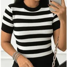 Blusa Feminina Estilosa Listras Larga Tricot Modal Premium Tendência Verão Costafe Malhas