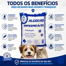 Algodão Impermeável Hidrófobo Ouvidos De Cães E Gatos 500g