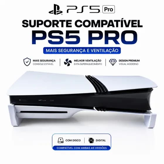 Suporte Ps5 Pro Stand Base Horizontal Digital C/ Disco Playstation Slim
