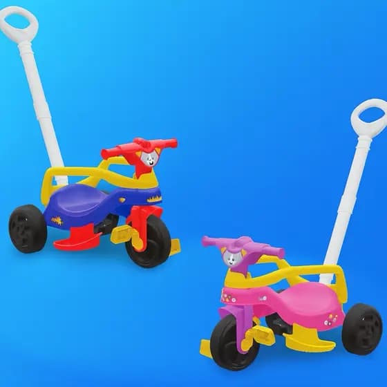 Triciclo Infantil Empurrador Seguro com Proteção Lateral – Para Meninos e Meninas