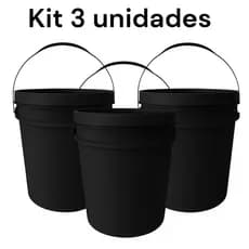 Balde Preto e Branco de 20 Litros Com Tampa e Lacre