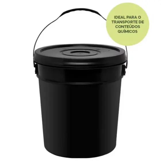 Balde Preto ou Branco de 20 Litros Com Tampa e Lacre