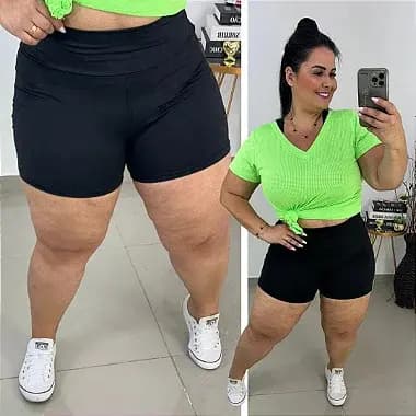 Short Cos Alto Plus Size Academia Suplex Premium E Ciclista G1 G2 G3