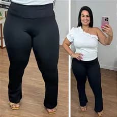Calça Bailarina Flare Suplex Lisa Dia a dia Basica Plus Size G1 G2 G3